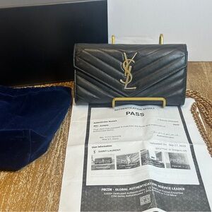 Saint Laurent Black Quilted Leather Clutch